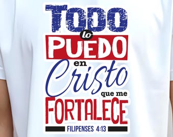 Design de camiseta cristã: Filipenses 4:13 | Versículo da Bíblia | Arquivo digital PNG/SVG/PDF para download e impressão.