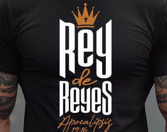 Design de camiseta cristã Rei dos Reis Apocalipse 19:16 | Versículo Bíblico | Arquivo digital PNG/SVG/PDF para download e impressão.