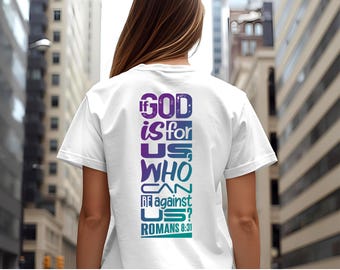Design de camiseta cristã | Romanos 8:31 | Versículo da Bíblia | Arquivo digital PNG/SVG/PDF para download e impressão.