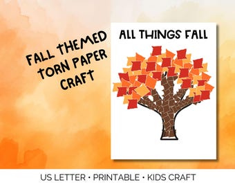 Artisanat d'automne pour enfants, lot d'activités artistiques en papier déchiré, lot d'activités créatives en papier d'automne, lot d'activités manuelles sur le thème de l'automne pour la rentrée des classes, oeuvre d'art en papier déchiré