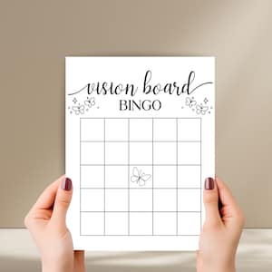 Carte de bingo Vision Board imprimable, carte de manifestation d'objectifs, outil de suivi de la définition d'objectifs, design minimaliste et respectueux de l'encre, non modifiable, à remplir