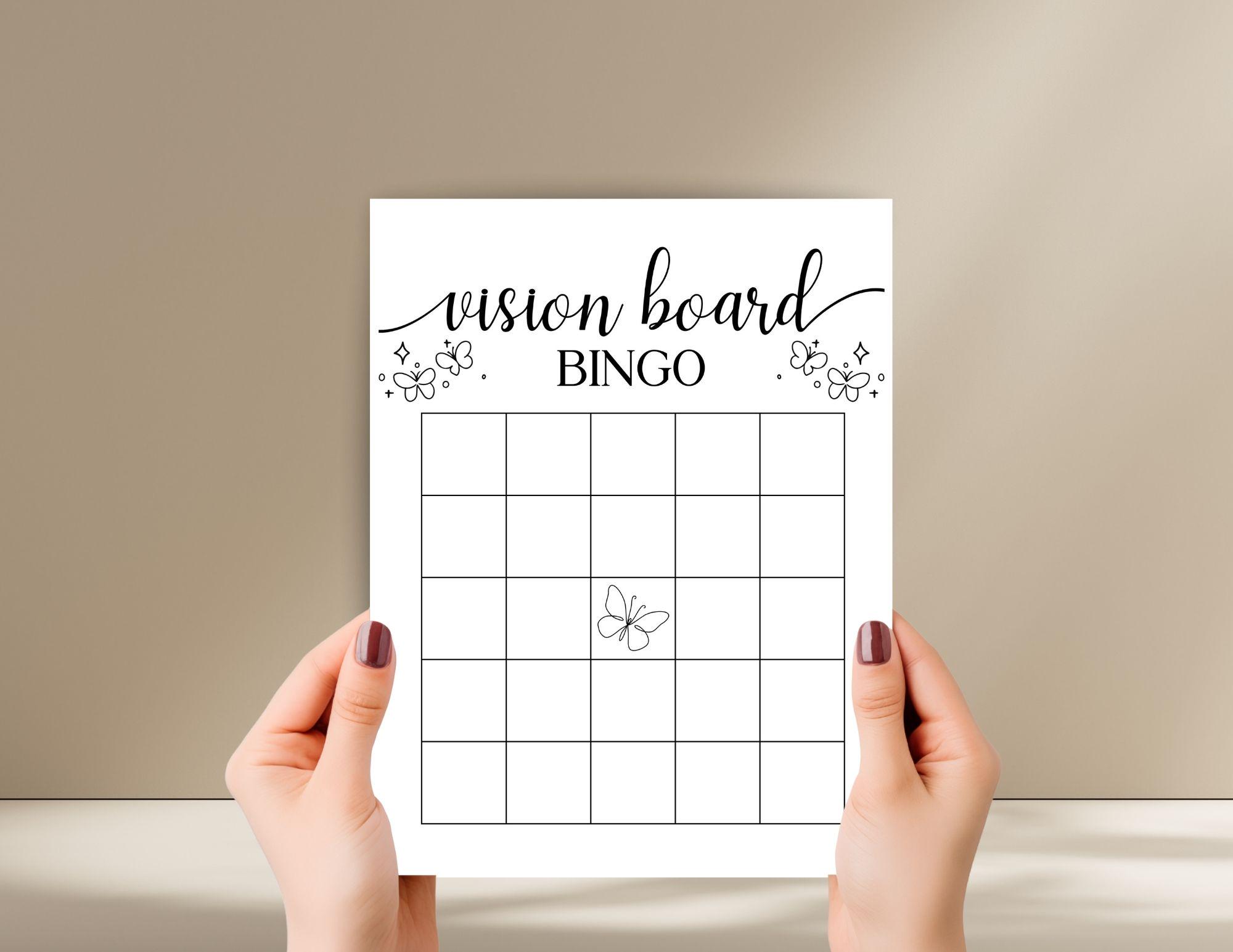 Vision Board Bingo Card Printable, Goals Manifestation Card, Goal Setting Tracker, Minimalist and Ink Friendly Design, Not Editable, Fill In