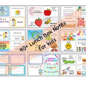 Printable Lunch Box Notes, Cute Lunch Box Notes, Printable Notes for Kids, Morning Motivational Notes for Kids, Encouragement Note,PDF File