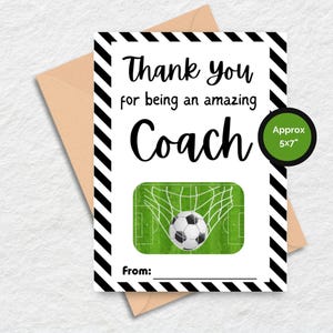 Soccer Coach Thank You Gift Card Holder Printable, Soccer Coach Thank You Gift, Soccer Staff Appreciation Gift Card Holder,Soccer Coach Gift