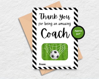 Soccer Coach Thank You Gift Card Holder Printable, Soccer Coach Thank You Gift, Soccer Staff Appreciation Gift Card Holder,Soccer Coach Gift