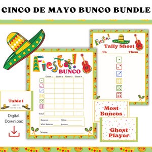 Cinco De Mayo Bunco Printable Bundle, Fiesta Bunco, Fiesta Bunco Set, Cinco De Mayo Dice Game,Bunco Party, Girls Night Games, Party Game,DIY