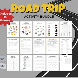 Road Trip Activity Bundle, Family Travel Scavenger Hunt Activities, Road Trip Games, Road Trip Kit for Kids, Travel Activities, Kids Travel