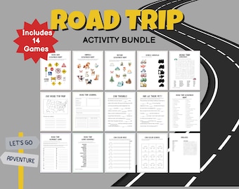 Road Trip Activity Bundle, Family Travel Scavenger Hunt Activities, Road Trip Games, Road Trip Kit for Kids, Travel Activities, Kids Travel
