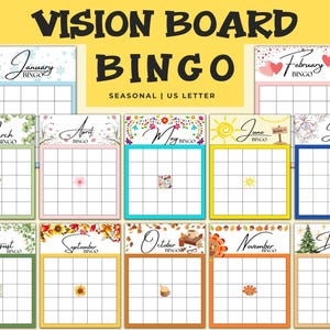 Tableau visuel modifiable de bingo-test, Bingo saisonnier Tableau visuel, Modèle Tableau visuel, Fixation d'objectifs de manifestation, Modèle Bingo Canva Pro, Objectifs