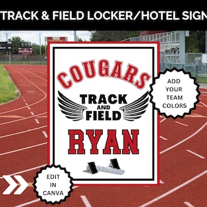 Track & Field Locker Sign Template, Track Locker Decorations, Travel Track and Field Hotel Door Decor,Player Signs Editable,Track Mom, DIY