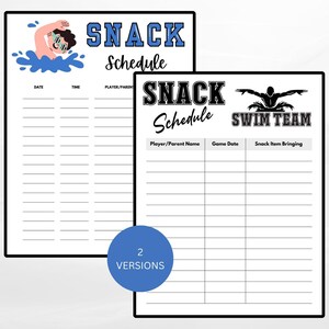 Hoja de inscripción para el programa de refrigerios del equipo de natación imprimible, programa de golosinas, equipo deportivo para niños, mamá del equipo de natación, golosinas del equipo de natación, entrenador, descarga instantánea