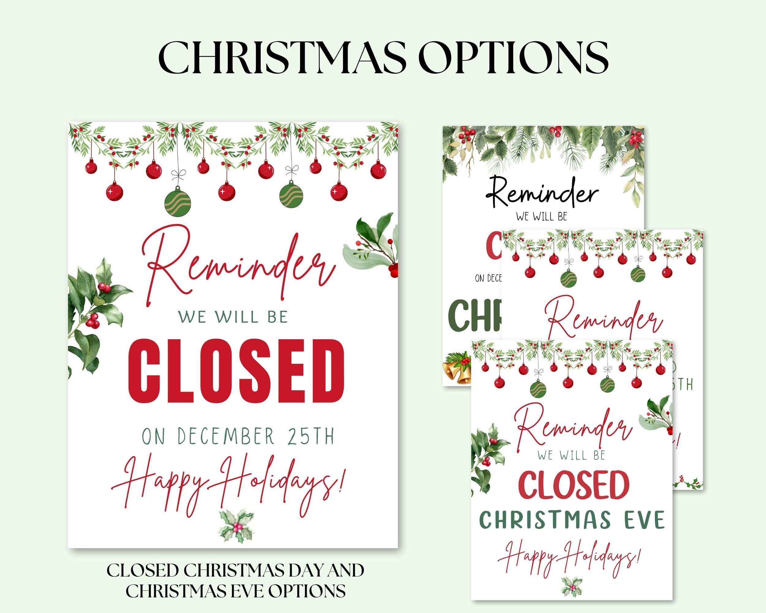 Printable Holiday Closure Signs for Business | Dated for 2026 | Closed Sign Bundle | All Major Holidays - Etsy