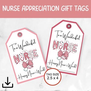 Nurses Week Gift Tags, Nurse Gift Tag Printable Gift Tag for Nurse, Nurse Appreciation Week, Coworker Gift Tag, Happy Nurses Week, Favor Tag