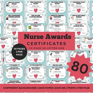 80 Funny Editable Nurse Awards Certificates, RN Awards, Funny Superlatives, Funny Awards, RN Employee Awards,Nurse Preceptor Gift, Printable