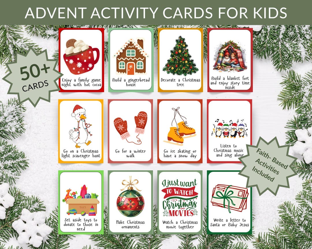 Printable Advent Activity Cards for Kids | 50+ Christmas Countdown ...