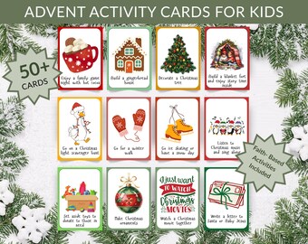 Printable Advent Activity Cards for Kids | 50+ Christmas Countdown Ideas | Faith-Based Holiday Activities Included | Family Advent Calendar