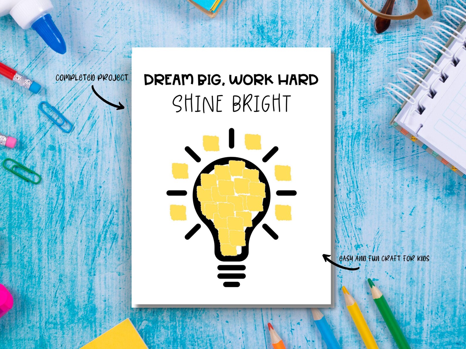 Back to School Torn Paper Craft, Kids Printable Craft, Elementary ...