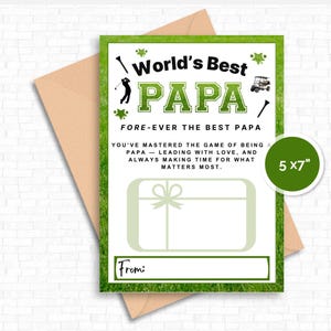 Meilleur porte-cartes cadeau sur le thème du golf au monde, cadeau de fête des pères pour grand-père à imprimer, cadeau d'anniversaire de papa, cadeau papa de petits-enfants, bricolage