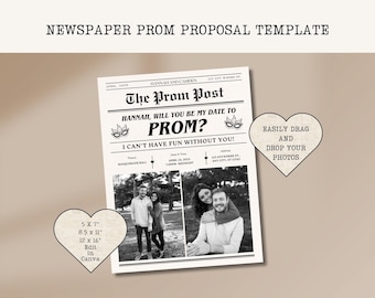 Modello di proposta di ballo di fine anno per giornale, invito fotografico al ballo di fine anno, poster di proposta di ballo di fine anno, modello di giornale, modello di ritorno a casa, proposta di ritorno a casa, Canva