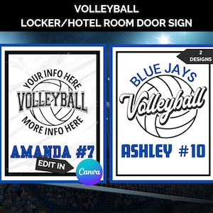 Volleyball Locker Sign Template, Volleyball Locker Decorations, Travel Volleyball Hotel Door Decor, Volleyball Player Signs Editable, Canva
