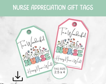 Nurses Week Gift Tags, Nurse Gift Tag Printable Gift Tag for Nurse, Nurse Appreciation Week, Coworker Gift Tag, Happy Nurses Week, BoHo Tag