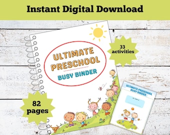 Preschool Busy Book Printable | Toddler Learning Binder | Alphabet, Numbers, Shapes, Colors, Emotions & More | Quiet Book Ages 2-5 | Pre-K