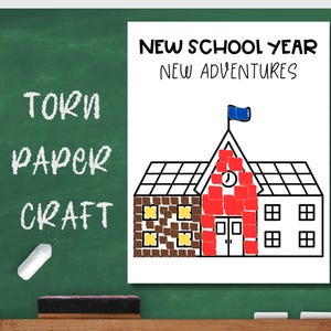 Lavoretto di carta strappata per il ritorno a scuola, lavoretto stampabile per bambini, attività di lavoretto per la scuola elementare, pacchetto di lavoretti per il ritorno a scuola, risorse per insegnanti