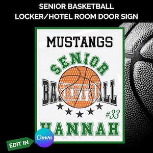 Senior Basketball Locker Sign Template, Basketball Locker Decorations, Travel Basketball Hotel Door Decor, Basketball Player Signs Editable