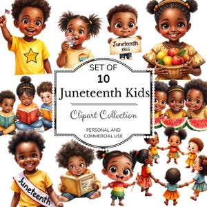 Juneteenth Kids Clipart Bundle | Juneteenth PNG | Sublimation Designs | Black History Children PNG | African American Kids | Commercial Use