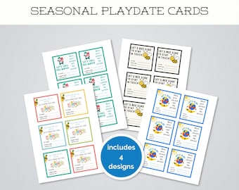 Tarjetas de contacto para citas de juegos de temporada, tarjetas de citas de juegos para niños, tarjetas de contacto para escuelas, tarjetas Let's Play para guarderías, preescolares y niños de escuela primaria