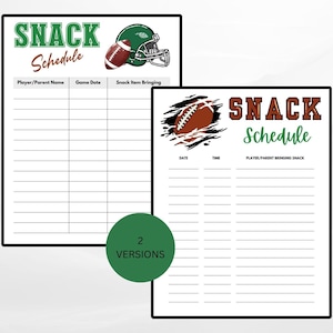 Printable Football Snack Schedule Sign Up Sheet, Treat Schedule, Kids Sport Team, Football Mom, Football Treats, Coach, Instant Download