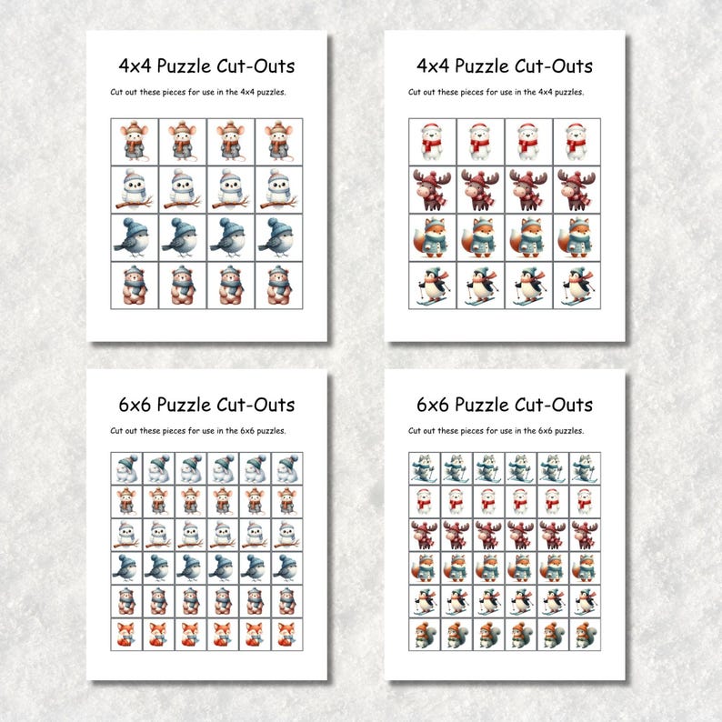 Winter Animals Sudoku Printable Game | Logic Puzzles for Kids | Winter ...
