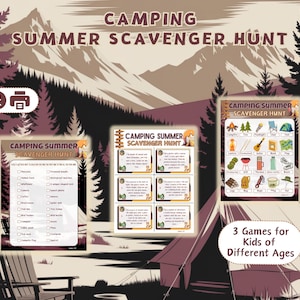 Búsqueda del tesoro de verano imprimible, búsqueda del tesoro en la naturaleza, actividades de campamento para niños y adultos, actividades al aire libre, búsqueda del tesoro en la naturaleza