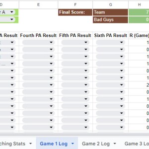 K&ouml;nnte beinhalten: Eine Tabelle mit Baseball-Spielstatistiken. Die Daten umfassen Spielernamen, Ergebnisse wie "Single" und "Home Run" sowie Statistiken wie Runs (R) und RBIs. Das Datum ist der 11. Mai 1967.
