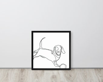 Black and White One-line Drawing of a Dachshund