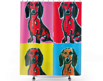 Andy Warhol Inspired Dachshund Shower Curtain