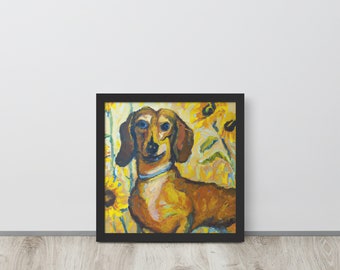 Van Gogh Inspired Dachshund - Framed poster