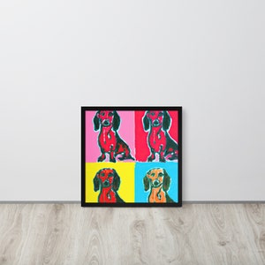 Andy Warhol geïnspireerd teckel - ingelijste poster