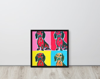 Andy Warhol Inspired Dachshund - Framed poster