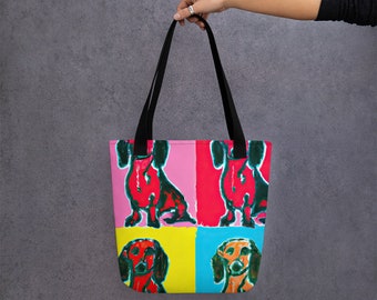 Andy Warhol Inspired Dachshund - Tote bag