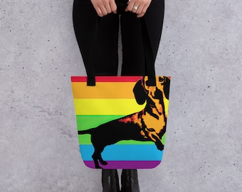 Limited Edition Andy Warhol Style Dachshund - LGBTQ+ Pride Month Tote Bag