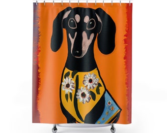 Frida Kahlo Inspired Dachshund Shower Curtain