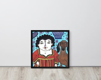 Frida Kahlo Inspired Dachshund - Framed poster