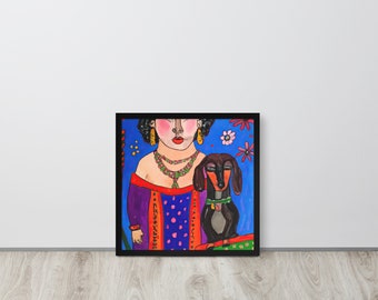 Frida Kahlo Inspired Dachshund - Framed poster