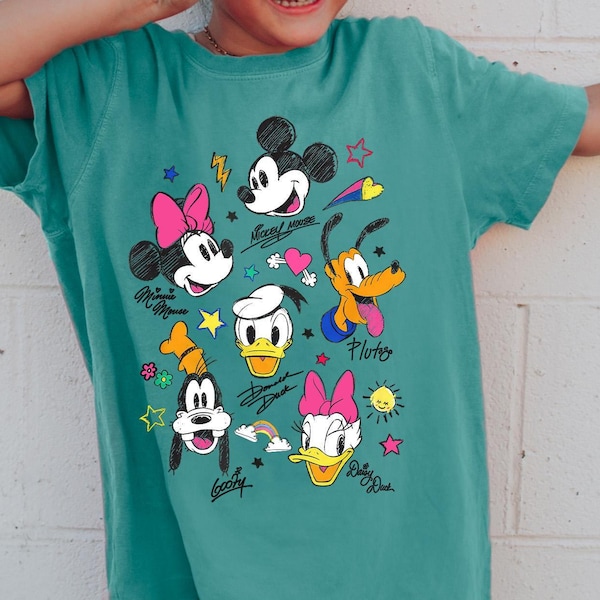 Comfort Colors® Disney Vintage Mickey Mouse and Friends Shirt, Retro Mickey and Friends Sketch Shirt, Mickey and Co. Vintage Shirt 213158