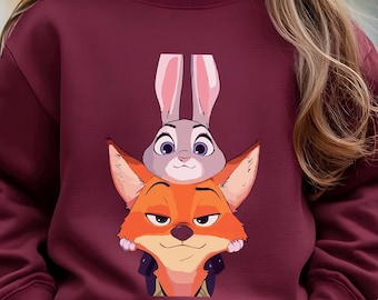 Cute Judy and Nick Sweatshirt, Disney Characters Shirt, Zootopia Police Hoodie, 213872