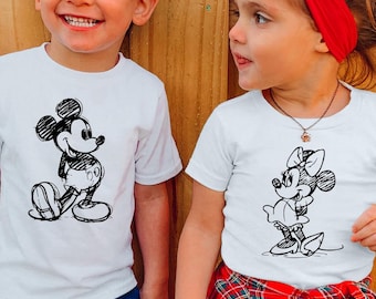 Comfort Colors® Disney Mickey And Minnie Mouse Vintage Sketch Shirt, Mickey Vintage Shirt, Minnie Vintage Shirt, Mickey Sketch Shirt 211134