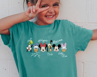 Camiseta con la firma de Mickey y sus amigos, colores cómodos, personajes de Disney, viaje familiar a Disneyworld, vacaciones en Disney, 212895