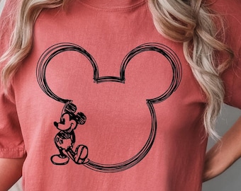 Comfort Colors® Disney Mickey And Minnie Mouse Vintage Sketch Shirt Mickey Vintage Shirt Minnie Vintage Shirt, Mickey Minnie Drawing 210875