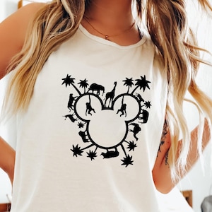 Comfort Colors Disney Animal Kingdom Trip Tank Top, Mickey Mouse Head With Animal Tank top, Family Trip Tee, Disney Safari Party Tee, 210945